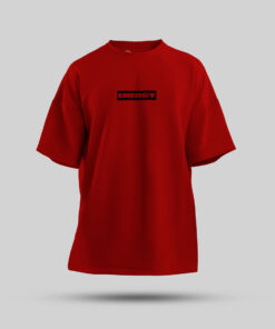 Red Oversized T-Shirt Front With Energy Text
