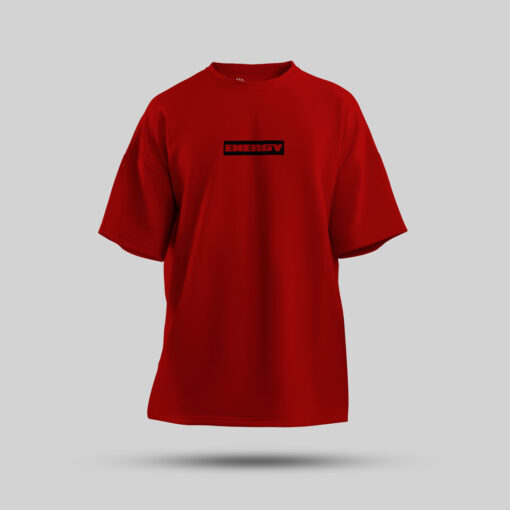 Red Oversized T-Shirt Front With Energy Text