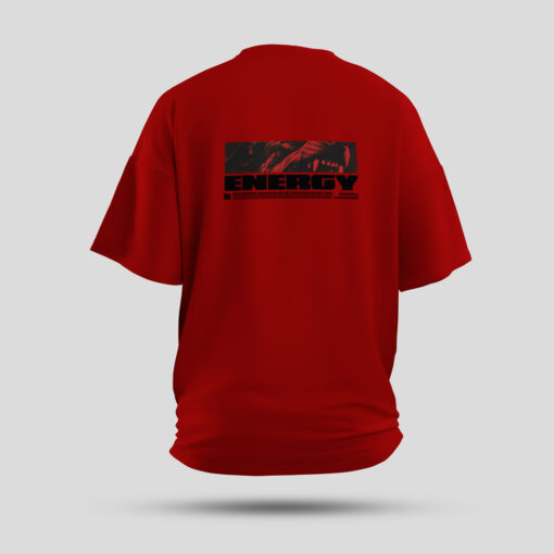 Red Oversized T-Shirt Back With Energy Text