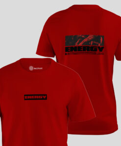 Red T-Shirt Front and Back with Energy text