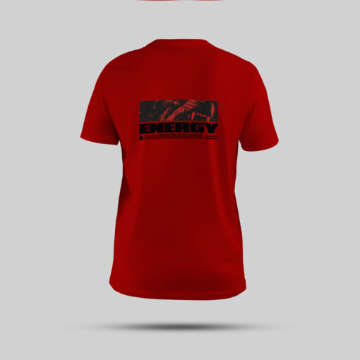 Red T-Shirt Back with Energy text