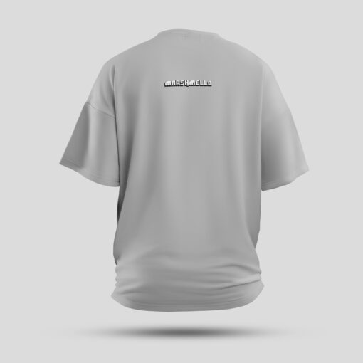 Grey Oversized T-Shirt Back With Marshmello Print