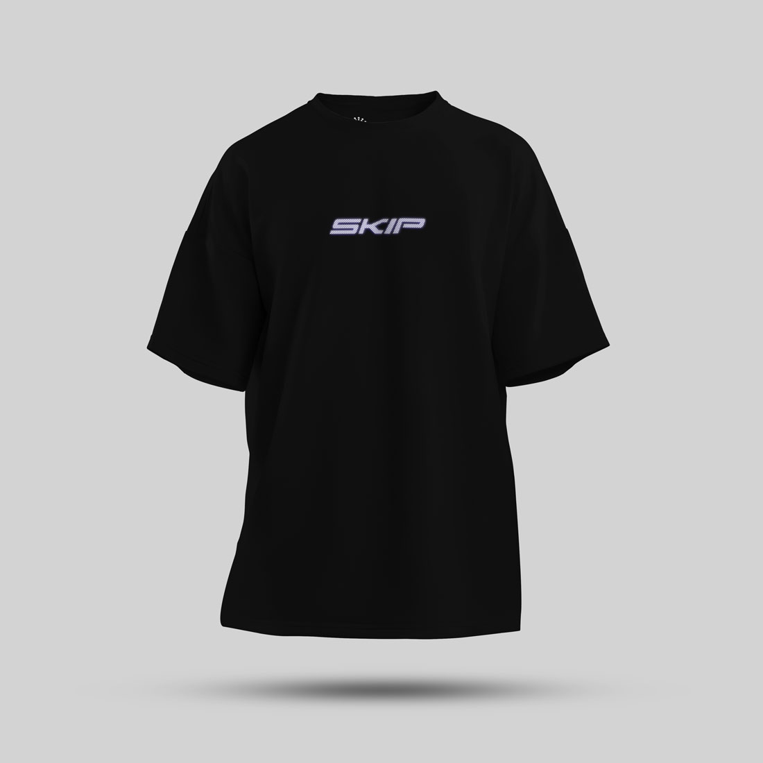 Black T-Shirt Front With Skip Text